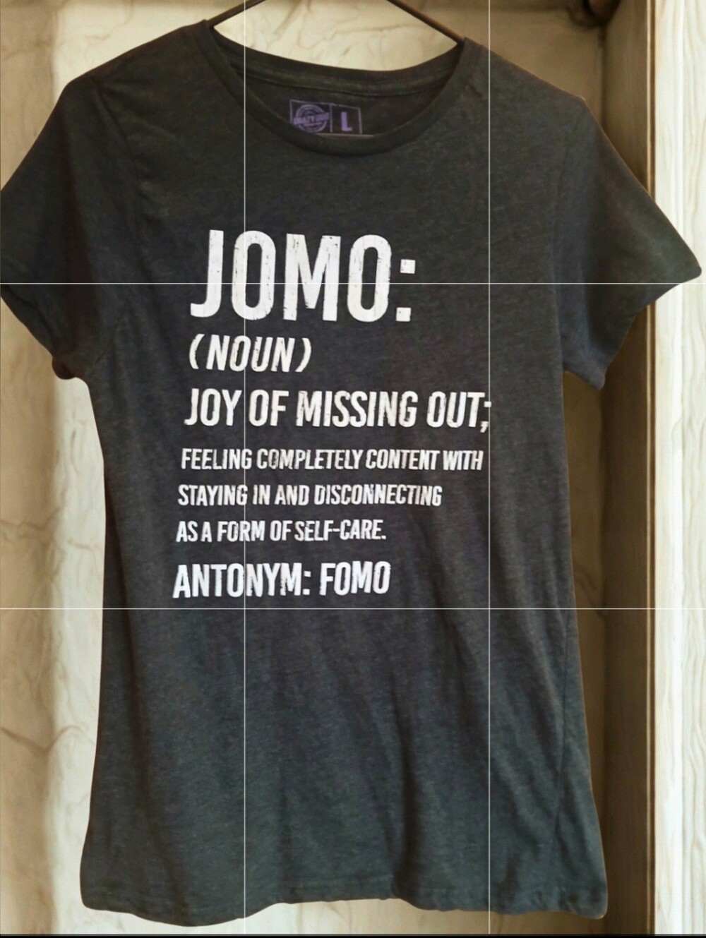NEW NWOT JOMO - Joy Of Missing Out- Womens Black and White Fitted T-Shirt